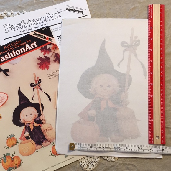 Cute Witch Halloween Trick Or Treat Iron On Vintage Appliqué - Picture 8 of 13